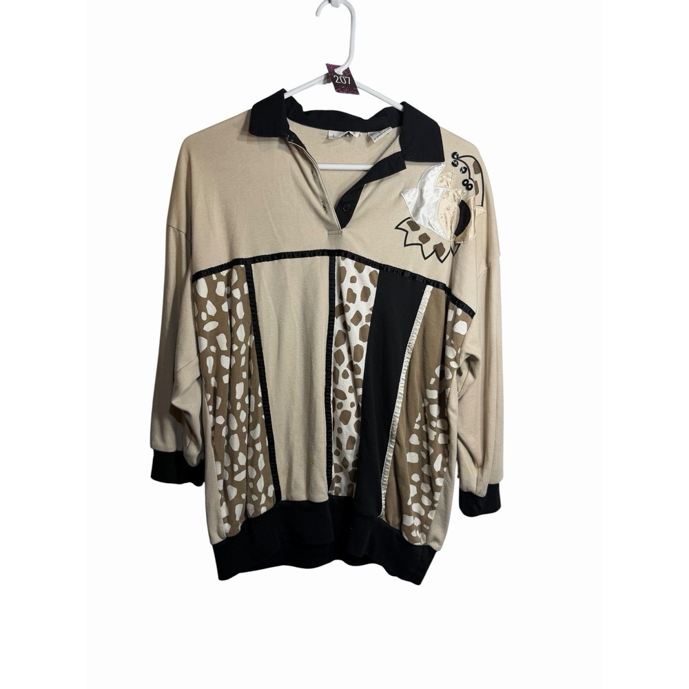 bonnie and bill womens vintage collared half sleeve shirt size large browns